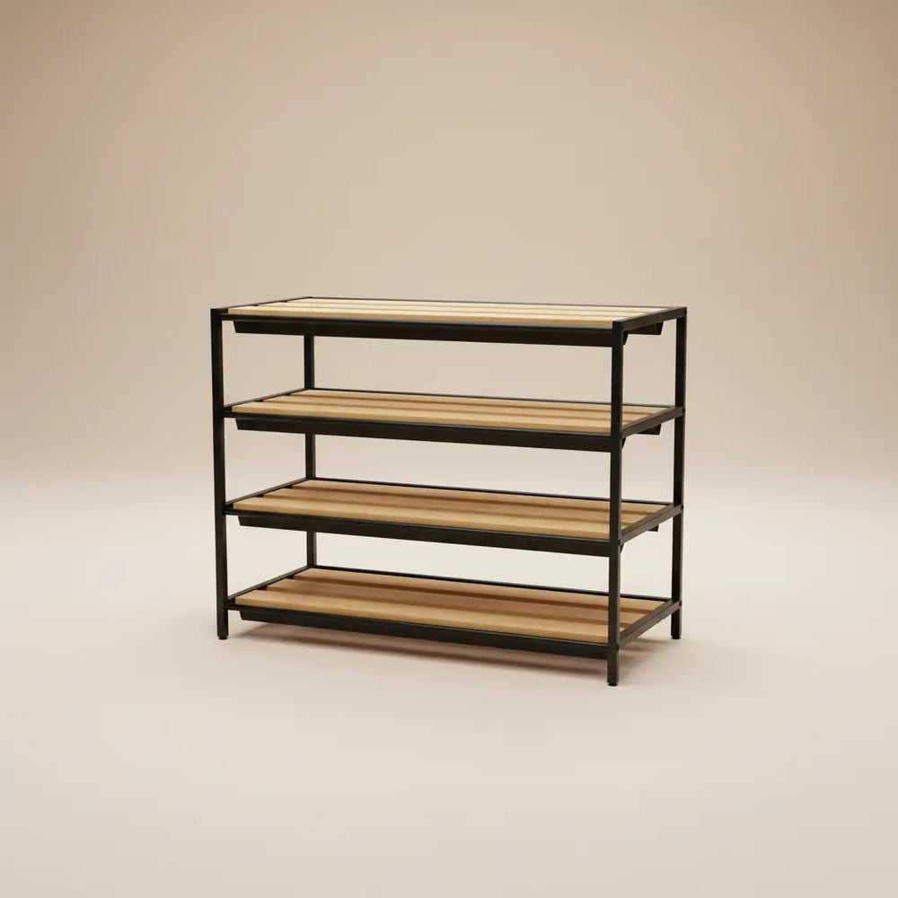 Nityam wooden shoe rack cabinet with doors