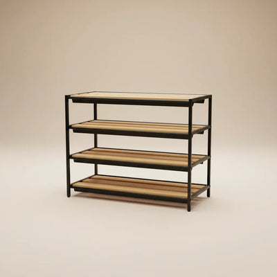 Nityam wooden shoe rack cabinet with doors