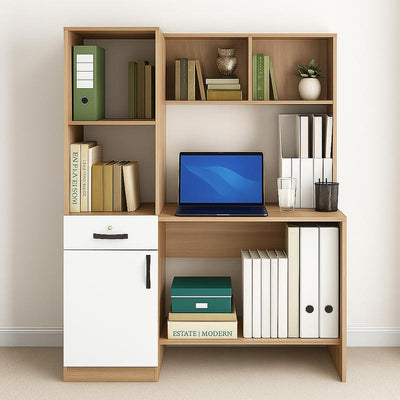 NITYAM Wooden Computer Table with Storage Cabinet|Study Table|Office Table Engineered Wood Multipurpose Table