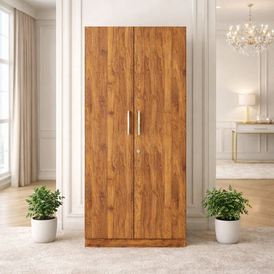 NITYAM Premium Quality Wooden Wardrobe For Bedroom Storage Clothes Engineered Wood 2 Door Wardrobe