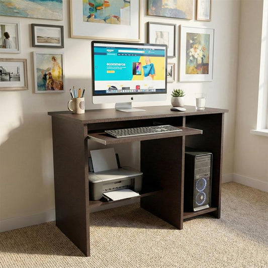 Nityam computer desk with drawer and storage, engineered wood