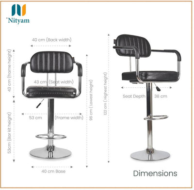 Nityam Cushioned Bar Stool — Black
