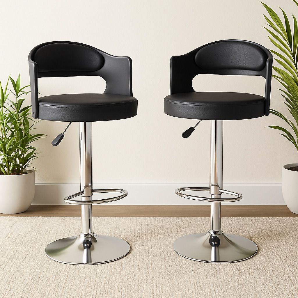 NITYAM Premium Quality U Shape Round Long Revolving Chair Metal Bar Stool NITYAM