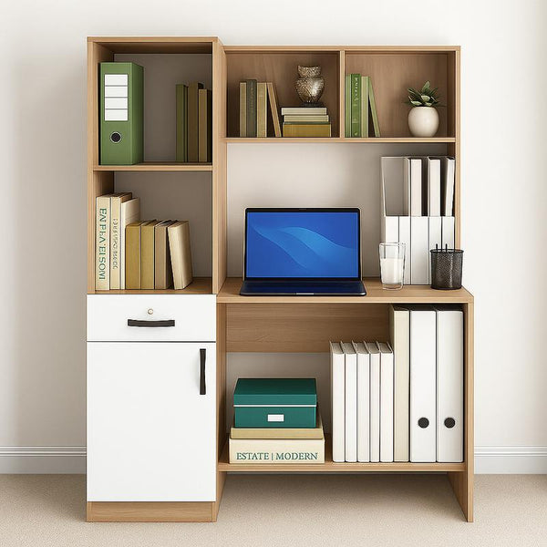 NITYAM Wooden Computer Table with Storage Cabinet|Study Table|Office Table Engineered Wood Multipurpose Table