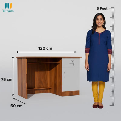 NITYAM Premium Quality Computer Table With Drawer Storage, Keyboard Trey Engineered Wood Multipurpose Table