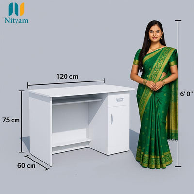 NITYAM Premium Quality Computer Table With Drawer Keyboard Tray for Storage Engineered Wood Office Table