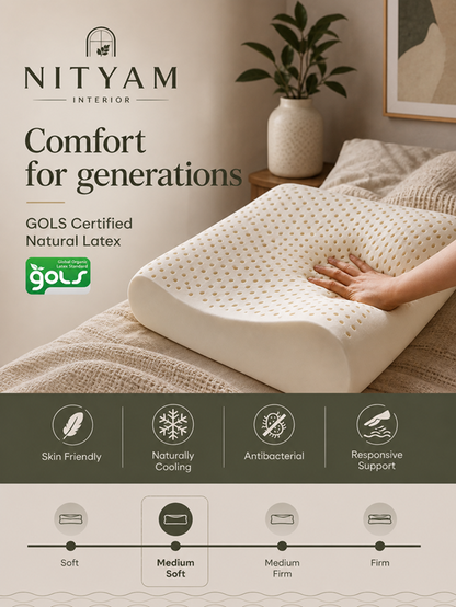 Nityam 100% Natural Latex Contour Pillow