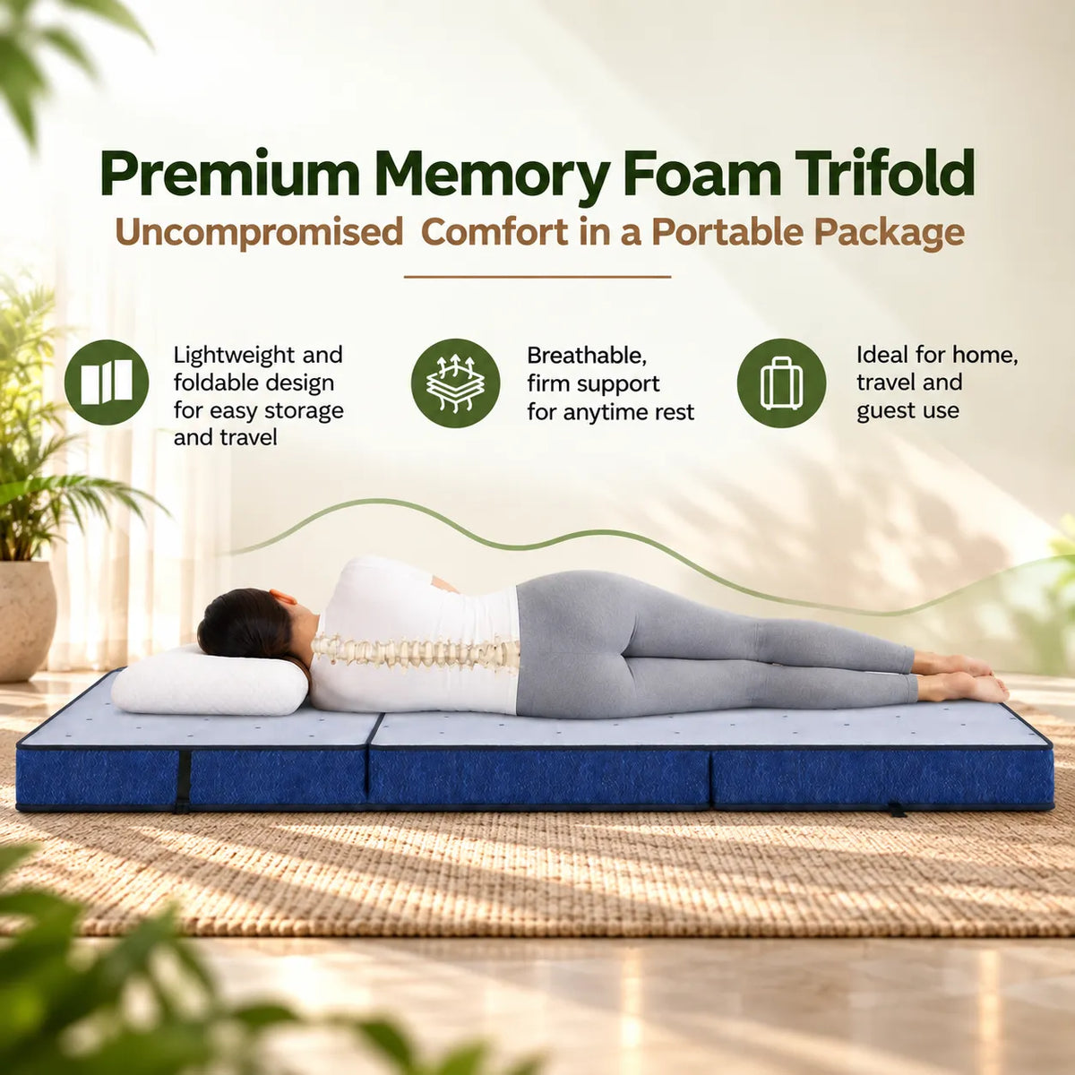 Premium Memory Foam Tri-Fold Mattress