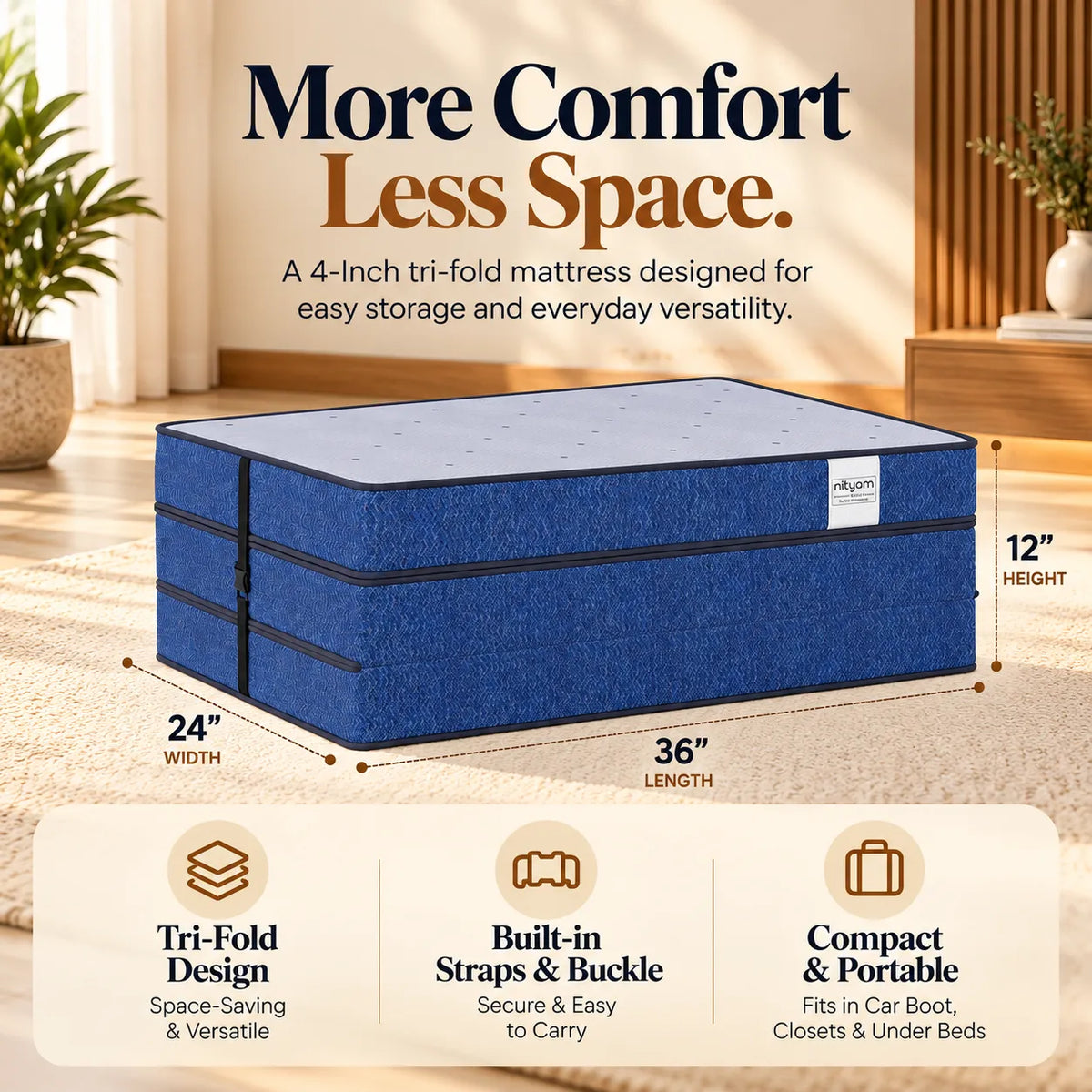 Premium Memory Foam Tri-Fold Mattress