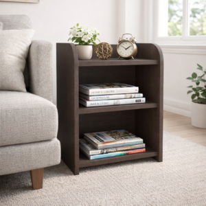 Nityam Wooden Side Table for Bedroom | Bedside Table & Bed Side Table | Compact Modern Nightstand & Organizer Stand for Living Room | Wooden Table for Home Decor (Color-Brown)