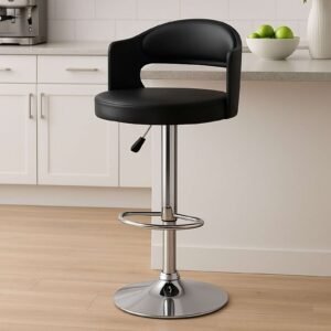 Nityam Modern Adjustable Height Bar Stool Chair Suitable for Kitchen Home Cafeteria Bar Cafe Dining Office Shops (Color-Black)