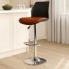 NITYAM Seating Bar Stool Chair for Kitchen Office Home Bar Restaurant, Adjustable Height, Color Black and Red, Chrome Base with Footrest (8)