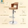 NITYAM Seating Bar Stool Chair for Kitchen Office Home Bar Restaurant Shop Counter, Round Shape Cushion with Backrest, Adjustable Height, Chrome Base, 360° Swivel (3)