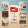 Nityam Bar Stool Chair with Backrest, Red (2)