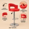 Nityam Bar Stool Chair with Backrest, Red (3)