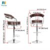Nityam Height Adjustable Bar Stool Chair for Kitchen, Home, Office, Restaurant, Hote, Brown Faux Leather, Chrome Base, 360° Swivel, (Color-Brown) (1)