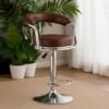 Nityam Height Adjustable Bar Stool Chair for Kitchen, Home, Office, Restaurant, Hote, Brown Faux Leather, Chrome Base, 360° Swivel, (Color-Brown) (7)