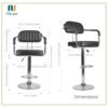 Nityam Height Adjustable Bar Stool Chair with Arms for Home Office Kitchen Counter Shop Bar Restaurant Cafe with Footrest, Black Leather, 360° Swivel, Soft & Comfort Seat (8)