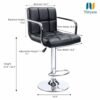 Nityam Modern Height Adjustable Revolving Bar Stool Chair with Arms, 360° Swivel, Black PU Leather, Chrome Base, for Home Office Restaurant Cafe Hotel Shop Counter (Color-Black) (3)