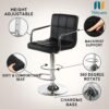 Nityam Modern Height Adjustable Revolving Bar Stool Chair with Arms, 360° Swivel, Black PU Leather, Chrome Base, for Home Office Restaurant Cafe Hotel Shop Counter (Color-Black) (5)