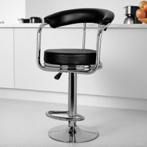 Nityam Modern Adjustable Height Bar Stool Chair Suitable for Kitchen Cafeteria Dining Office Shops (Color-Black)