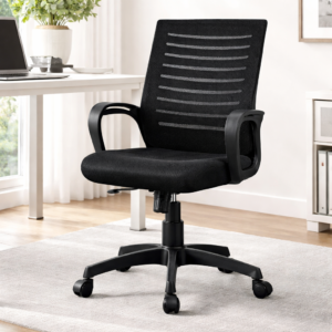 Nityam Office Chair for Office Home Meeting Study Executive Receiption Visitor| Work from Home| Adjustat Height Comfortable Seat with Armrest (Color-Black)